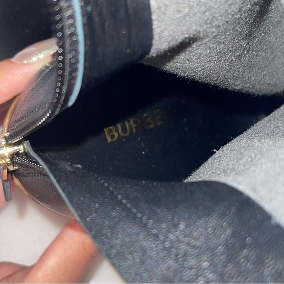 Burberry Black Faux Leather Thigh High Sock Boot with Wooden Circular Block Heel - Picture 11 of 14